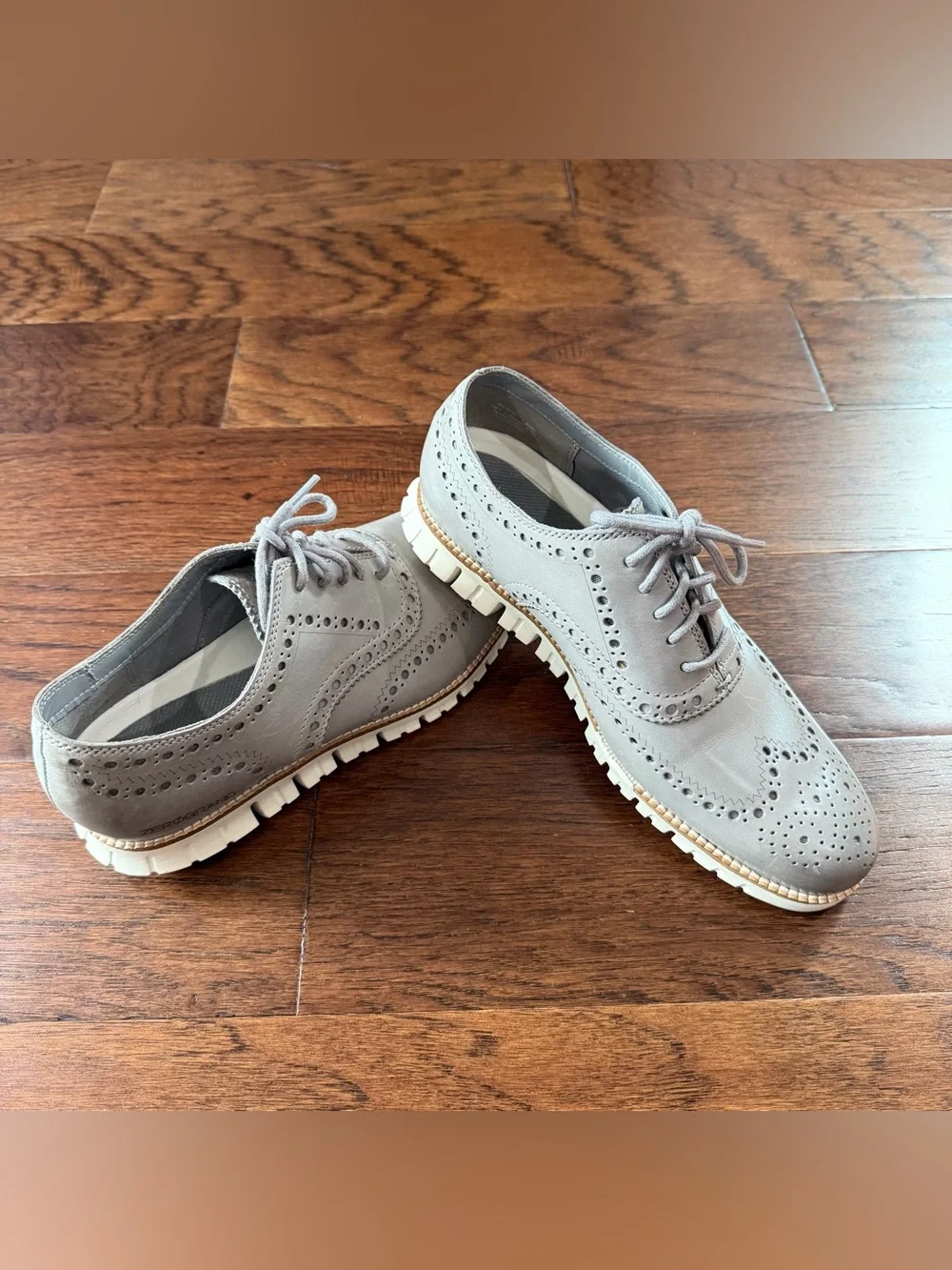 COLE HAAN ZEROGRAND C25007 Wingtip Oxford Men's 8 1/2 M Ironstone Gray Leather